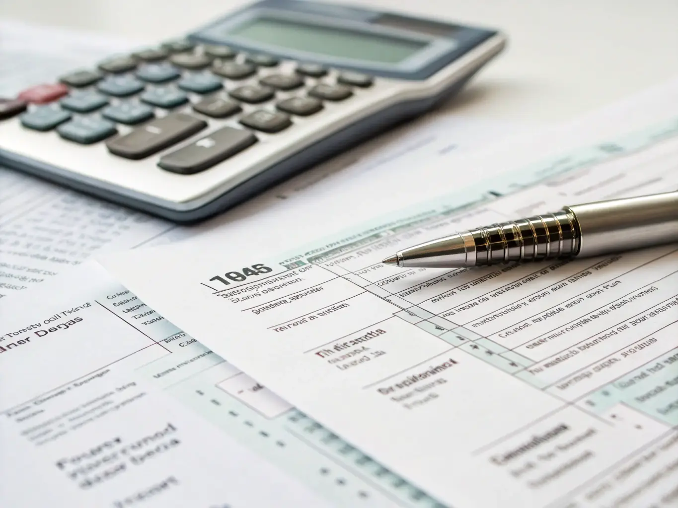 A person reviewing tax documents with a calculator and financial charts in the background, symbolizing taxation guidance.