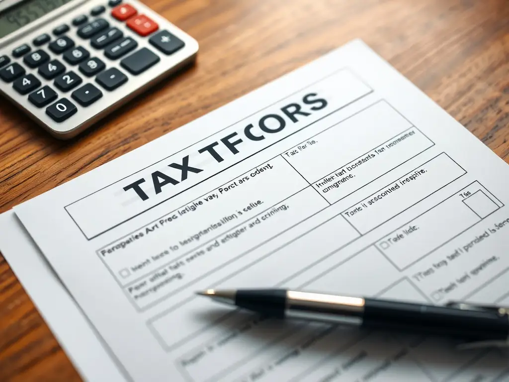 A close-up shot of a calculator with tax forms in the background, symbolizing taxation expertise.
