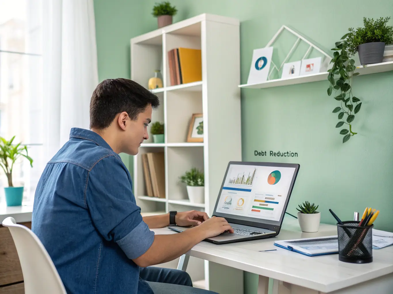 An image of a piggy bank, investment charts, and a person analyzing financial data on a laptop, representing savings and investment strategies.